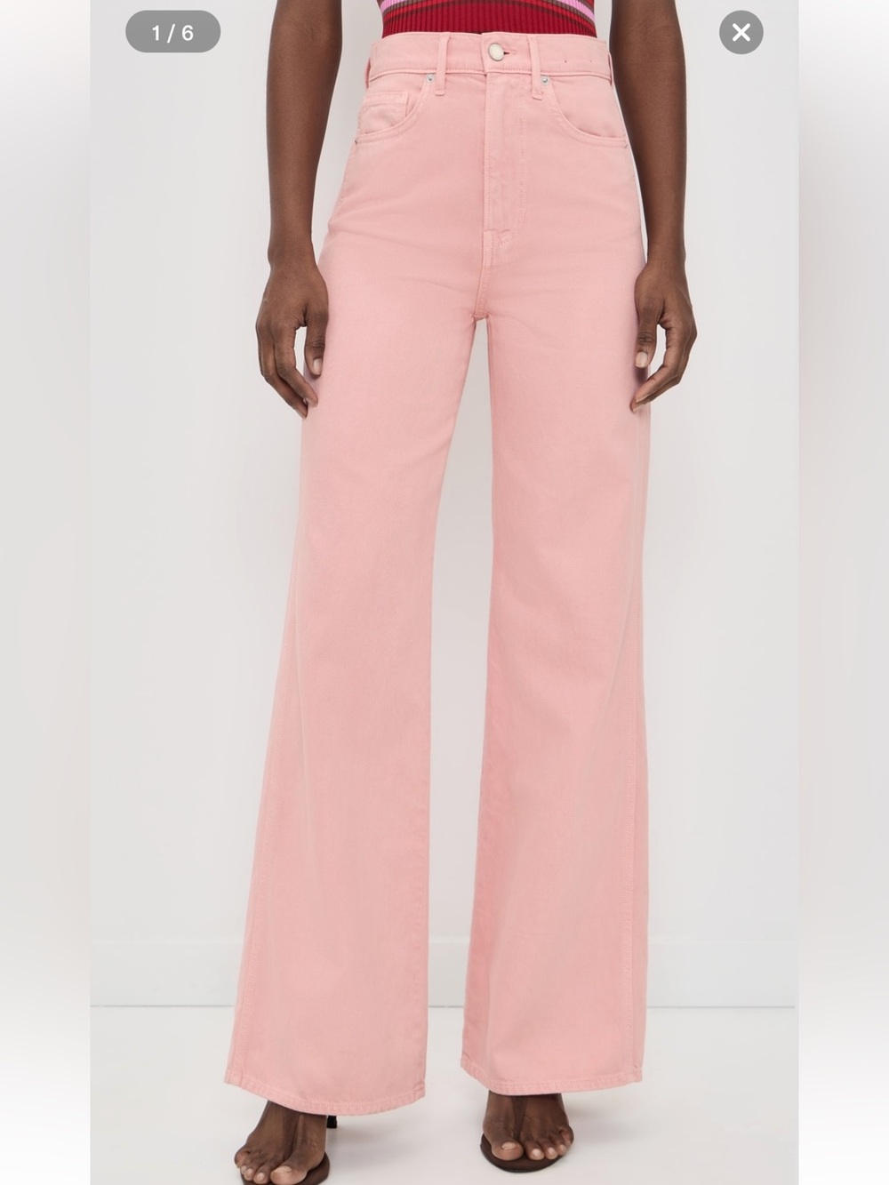 Veronica Beard High-Rise Wide-Leg Jeans in Blush Pink